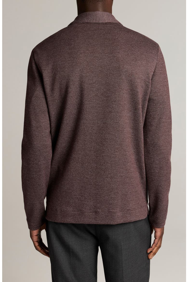 Blurred Birdseye Long Sleeve Johnny Polo, Alternate, color, CHOCOLATE PLUM/ OFF WHITE