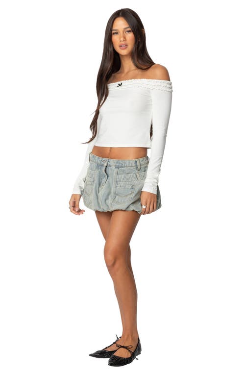 Edikted Gia Ruffled Off Shoulder Top In White