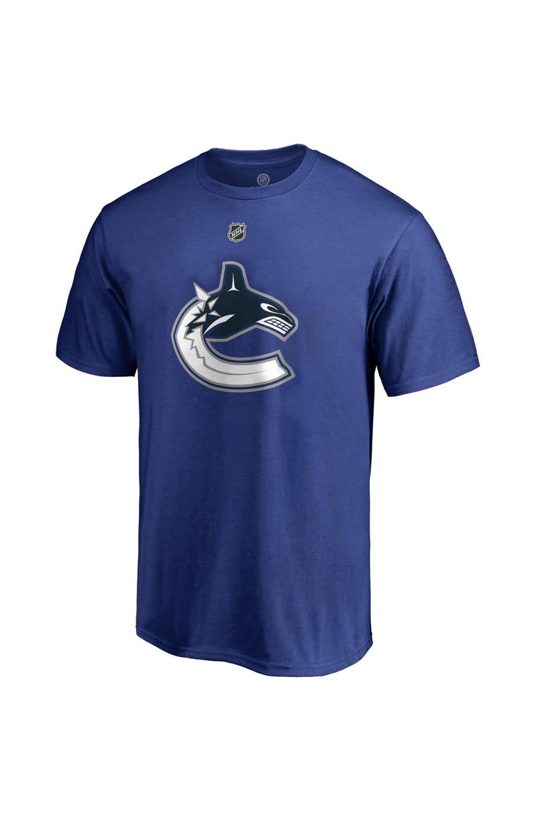 FANATICS Men's Fanatics Branded Elias Pettersson Blue Vancouver Canucks Team Authentic Stack Name & Number T-Shirt, Alternate, color, Blue