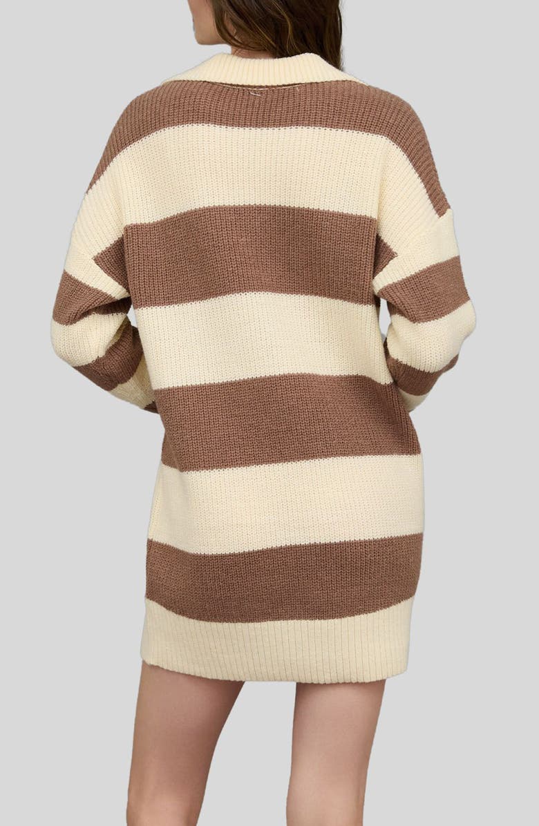 Blu Pepper Stripe Long Sleeve Sweater Dress, Alternate, color, Brown