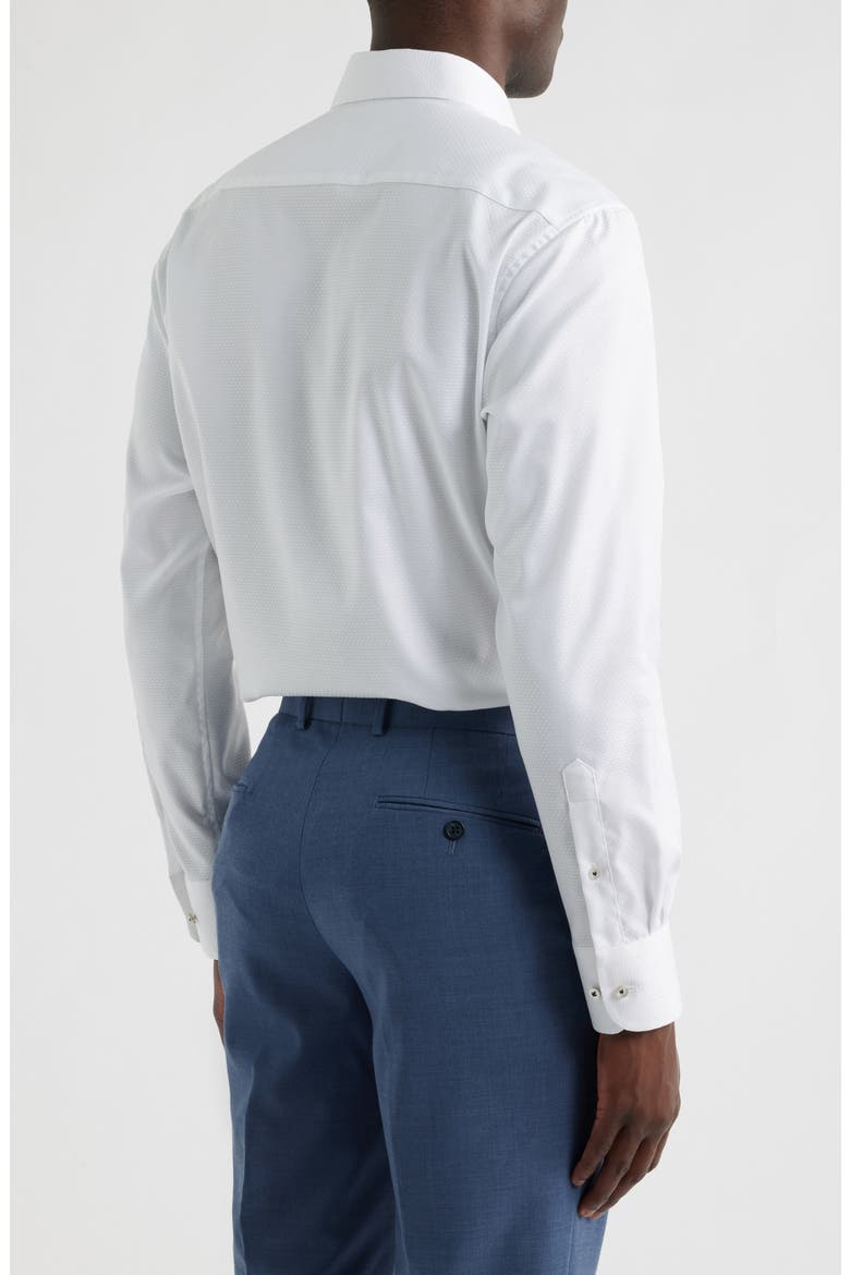 Modern Fit Dot Pattern Non-Iron Cotton Dobby Dress Shirt, Alternate, color, WHITE
