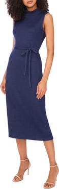 Vince Camuto Mock Neck Sleeveless Knit Midi Dress