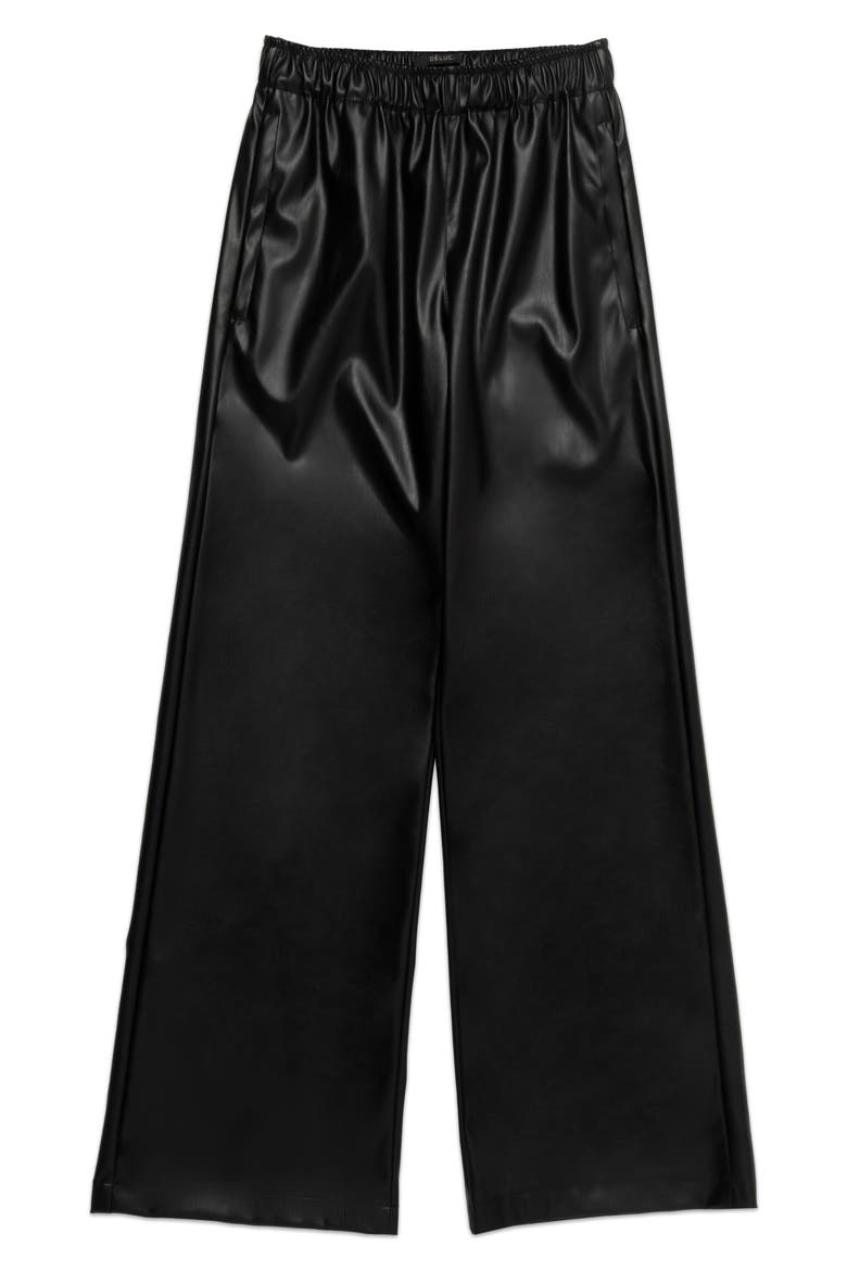 Dante Wide Leg Faux Leather Pants, Main, color, BLACK