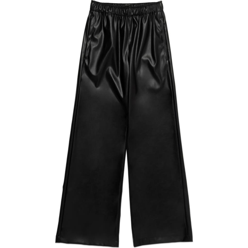 Deluc Dante Wide Leg Faux Leather Pants In Black