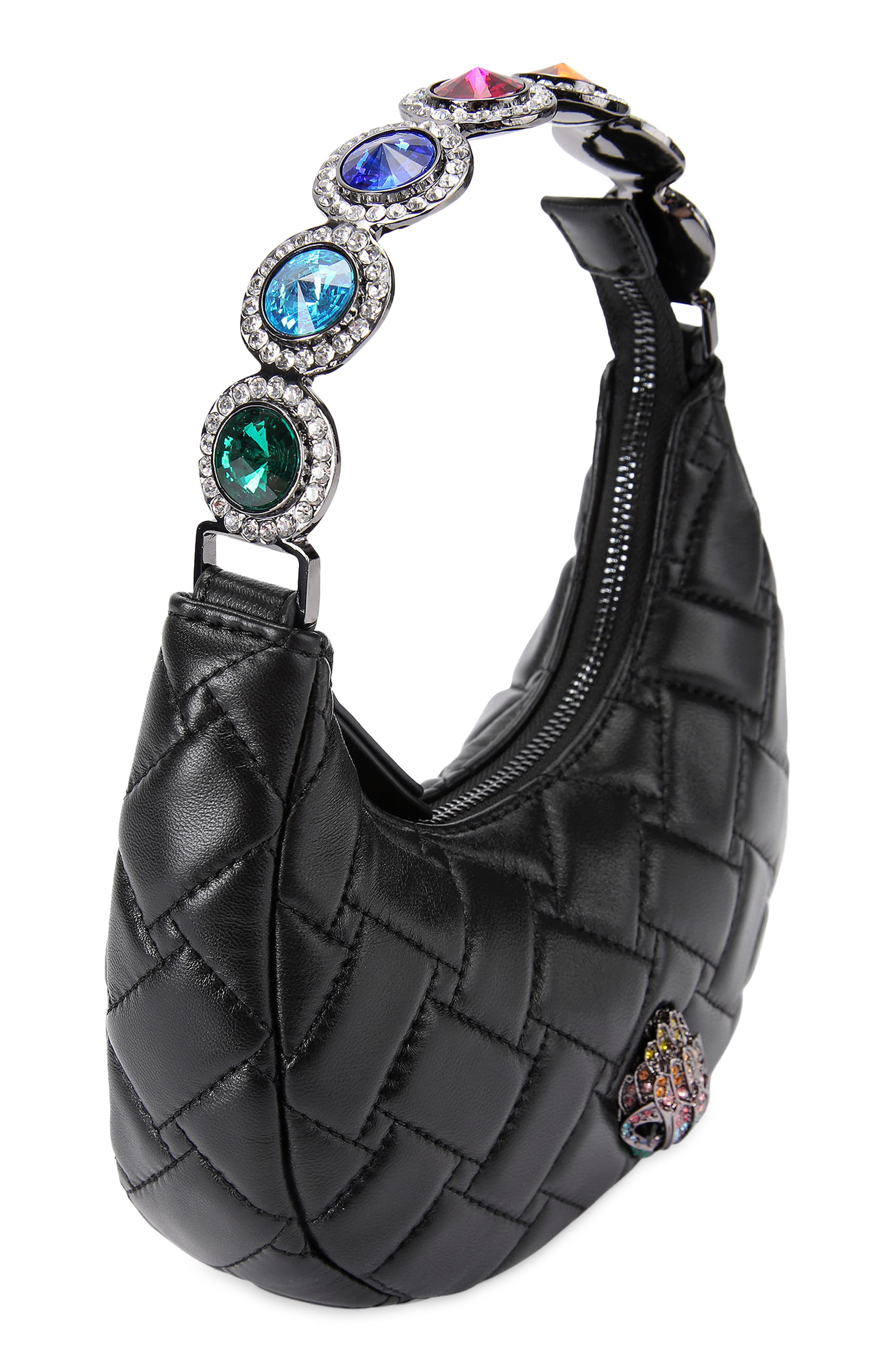 Kurt Geiger London Small Octavia Leather Top Handle Moonbag, Alternate, color, Black