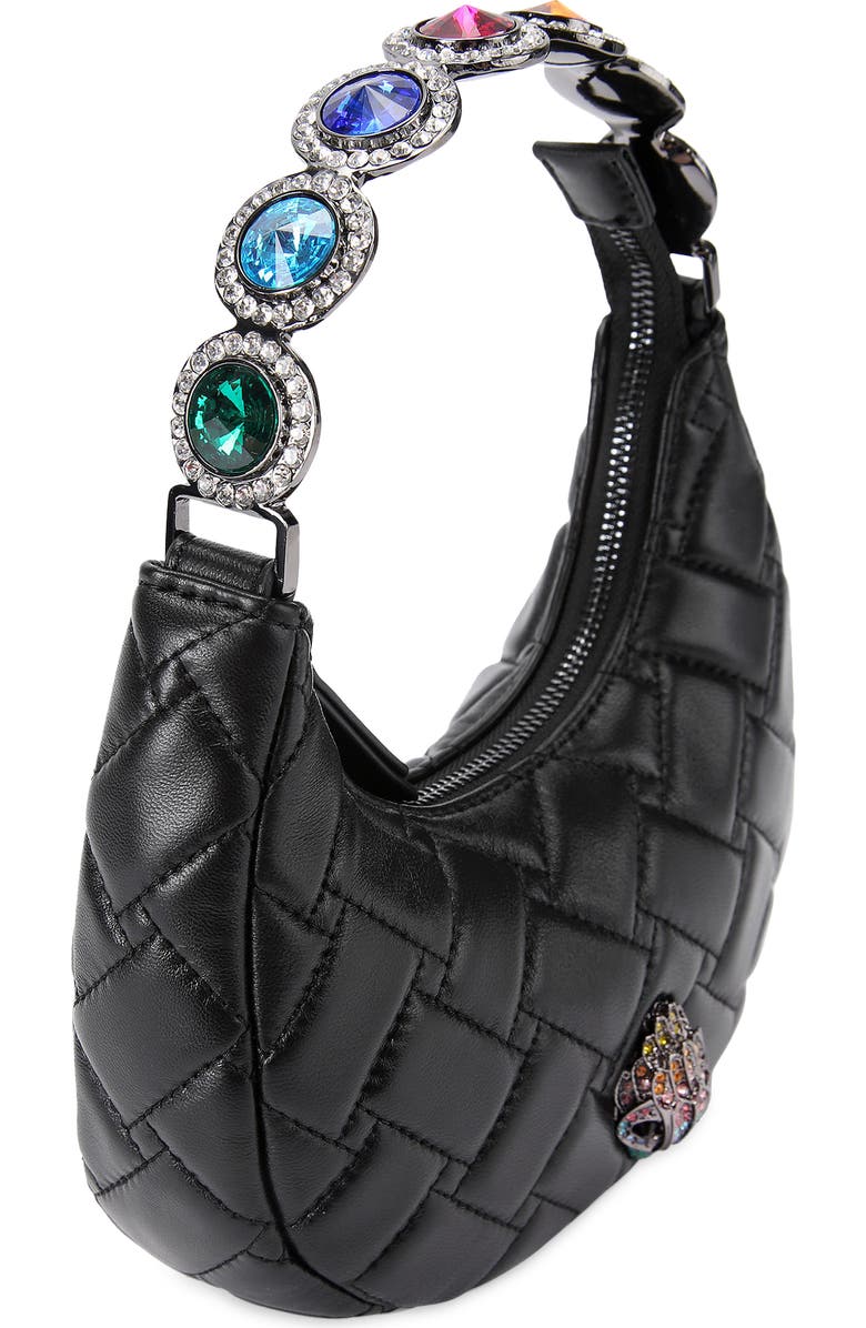 Kurt Geiger London Small Octavia Leather Top Handle Moonbag, Alternate, color, Black