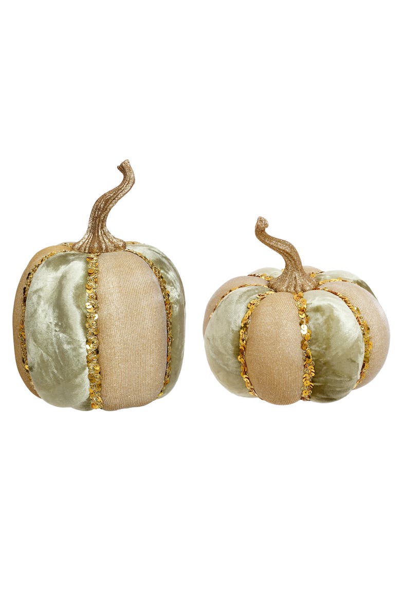 Velvet Pumpkin, Sage/Gold, Set of 2, Main, color, Champagne Gold