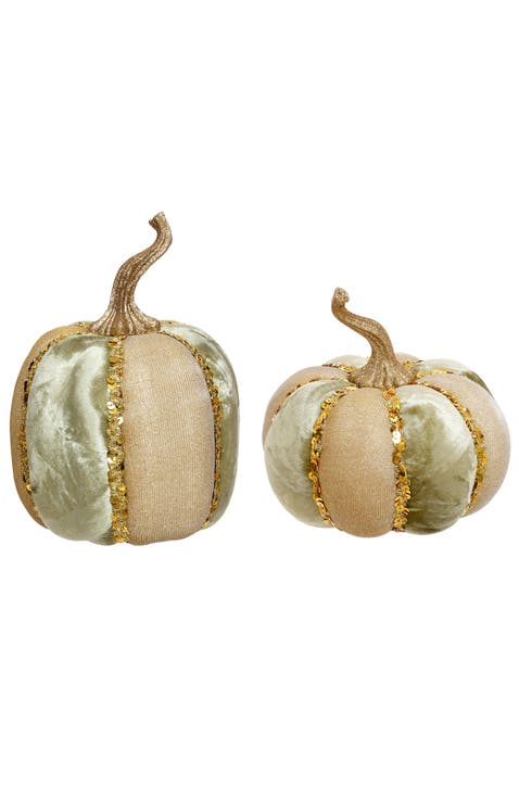 Velvet Pumpkin, Sage/Gold, Set of 2