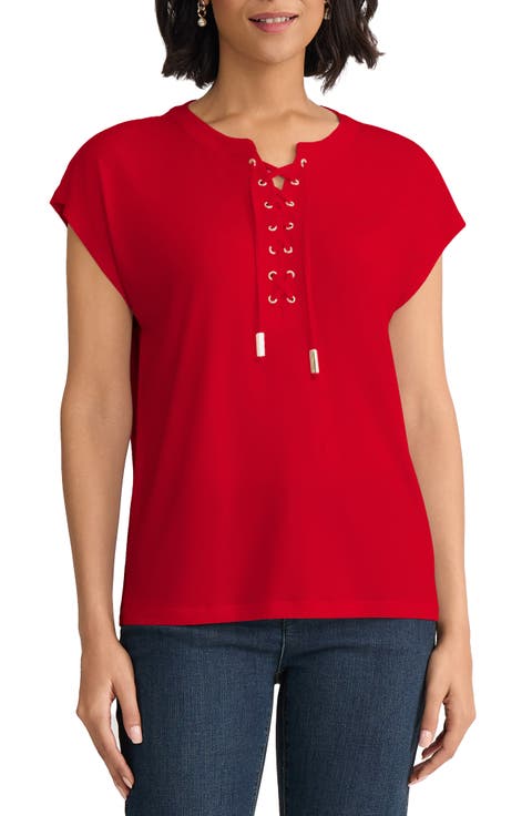 Lace-Up Crepe Top