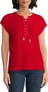 Jones New York Lace-Up Crepe Top