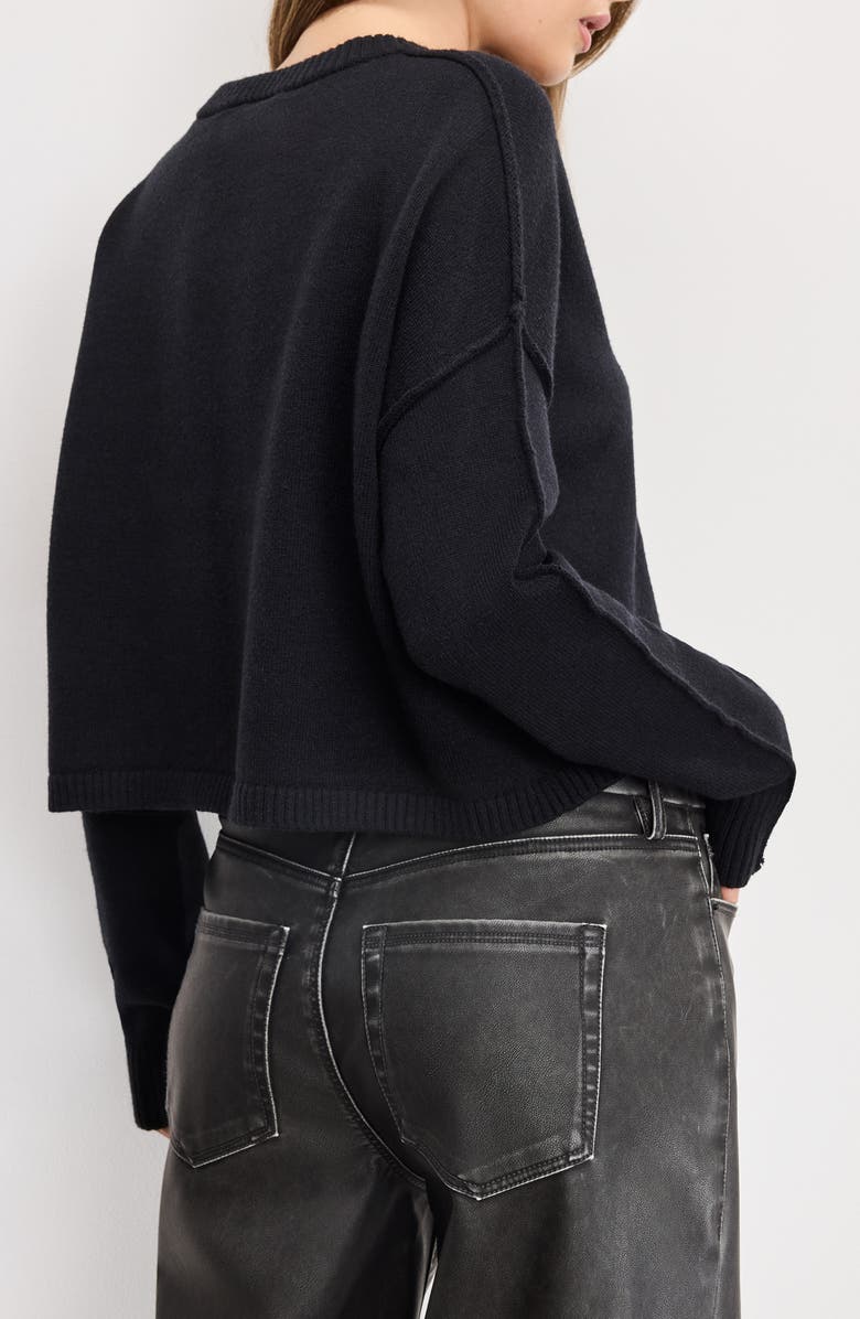 Good American Cozy Crewneck Sweater, Alternate, color, Black001