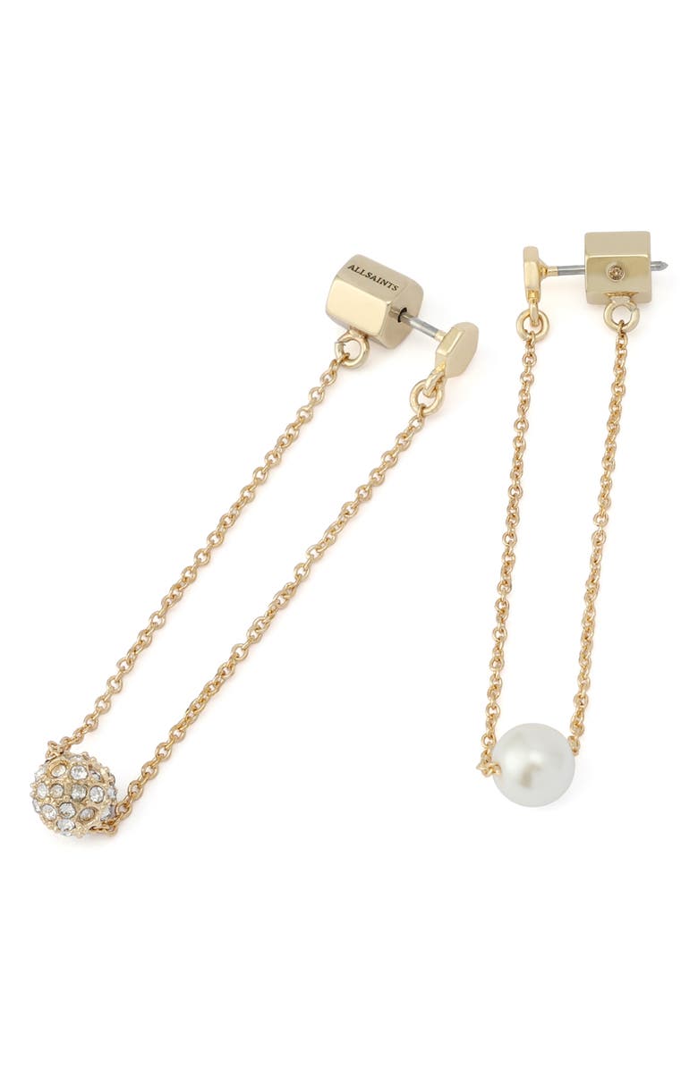AllSaints Mismatched Ball Drop Earrings, Alternate, color, Gold/ Pearl
