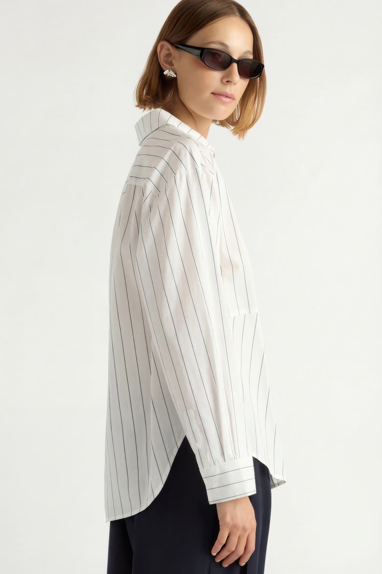 Tarinah Front-Split Striped Shirt, Alternate, color, White / Navy