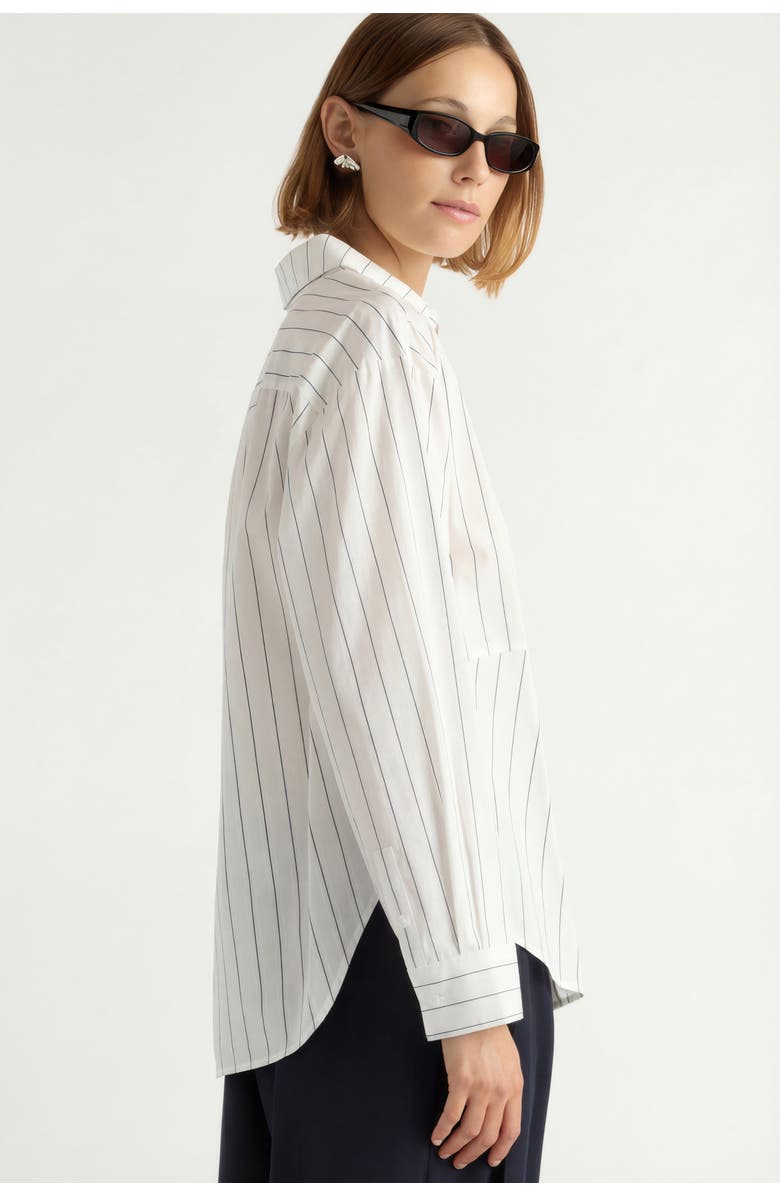 Modern Citizen Tarinah Front-Split Striped Shirt, Alternate, color, White / Navy