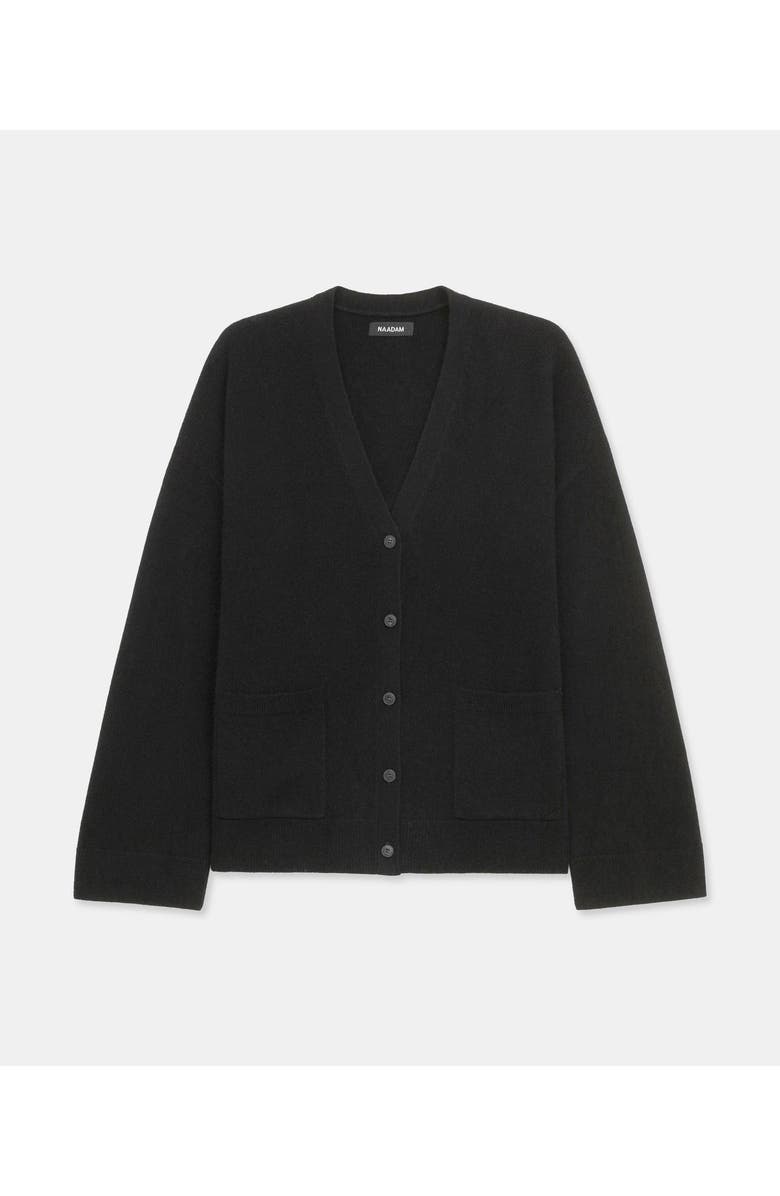 NAADAM Signature Cashmere Boxy Cardigan, Alternate, color, Black