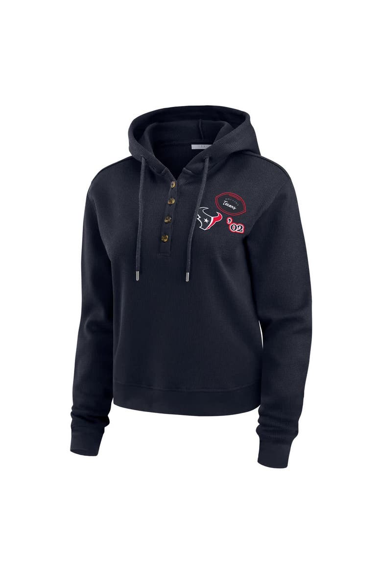 Women's WEAR by Erin Andrews  Navy Houston Texans Waffle Hoodie Pullover Top, Alternate, color, Navy