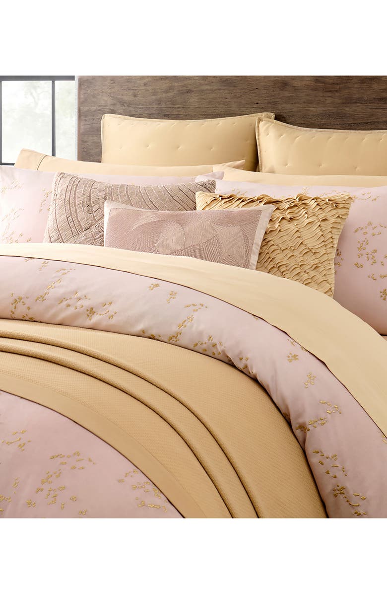 DONNA KARAN Foil Printed Pleated Cotton & Linen Accent Pillow, Alternate, color, 