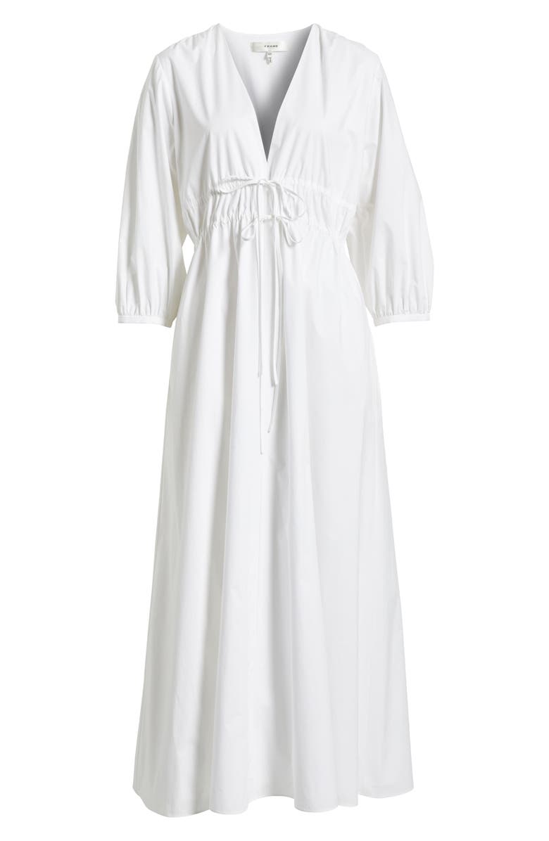 FRAME The Cinched Organic Cotton Maxi Dress, Alternate, color, White