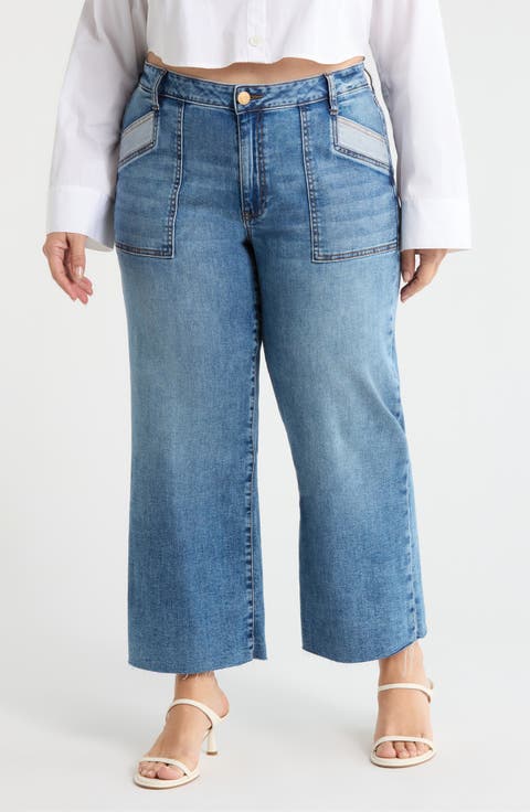 Meg Raw Hem High Waist Ankle Wide Leg Jeans (Success) (Plus)