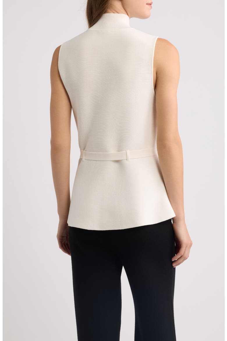 Sleeveless Belted Peplum Sweater, Alternate, color, WHITE DOVE