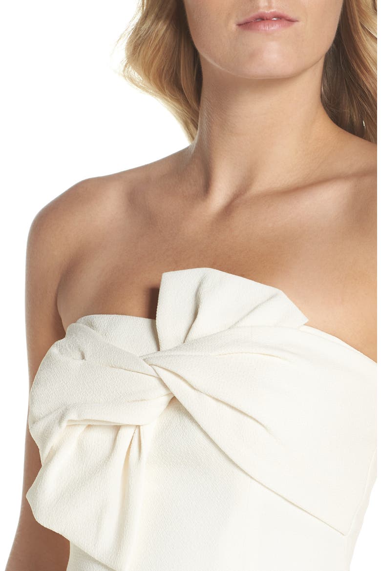 Strapless Bow Crepe Top, Alternate, color, WHITE