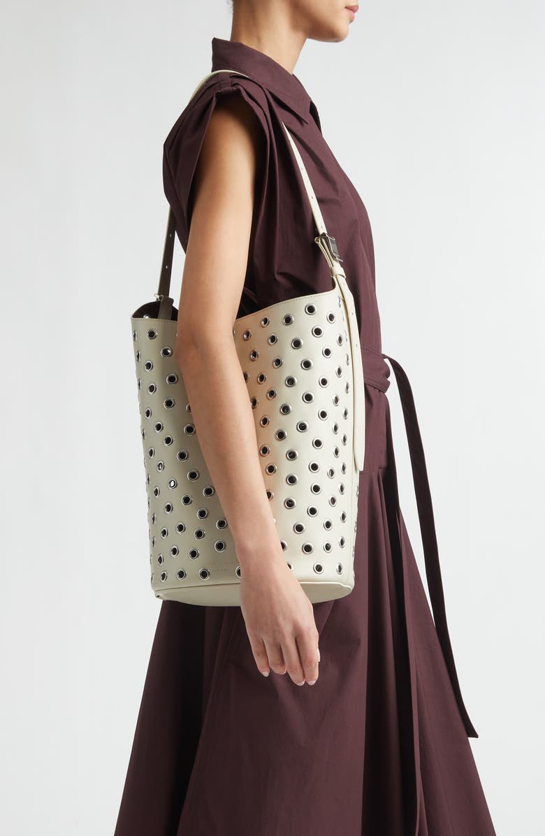 Proenza Schouler Brant Grommet Leather Bucket Bag, Alternate, color, Ecru