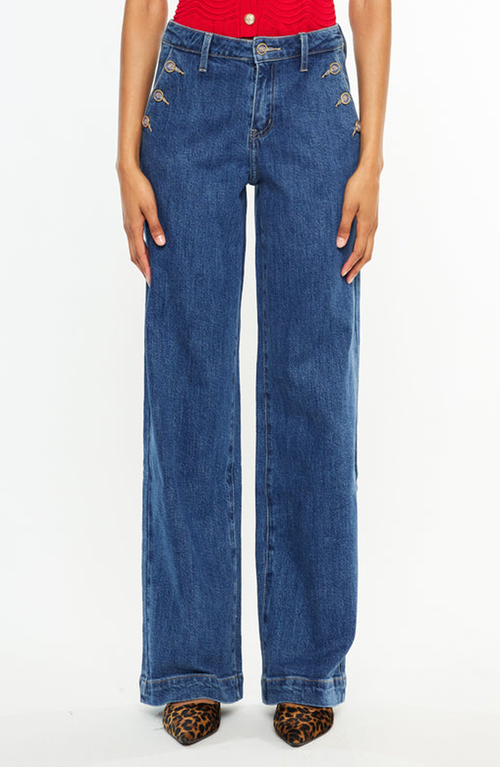 Kancan Sol High Rise Wide Leg Trousers In Blue