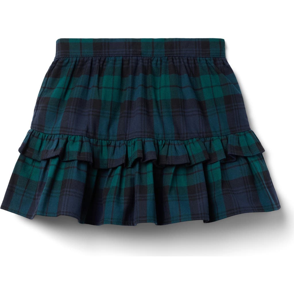 Janie And Jack Tartan Ruffle Skirt In Green