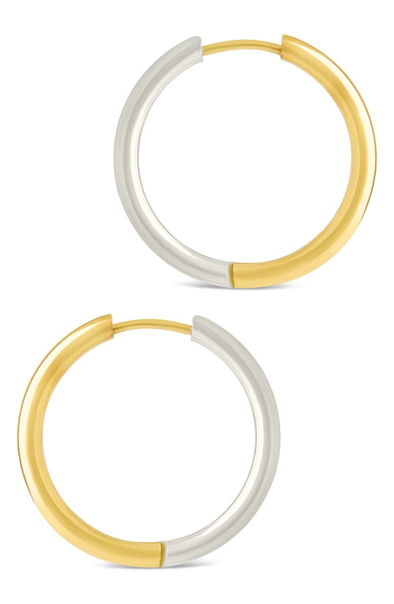 Sterling Forever Two Tone Hoop Earrings, Alternate, color, Dual Tone