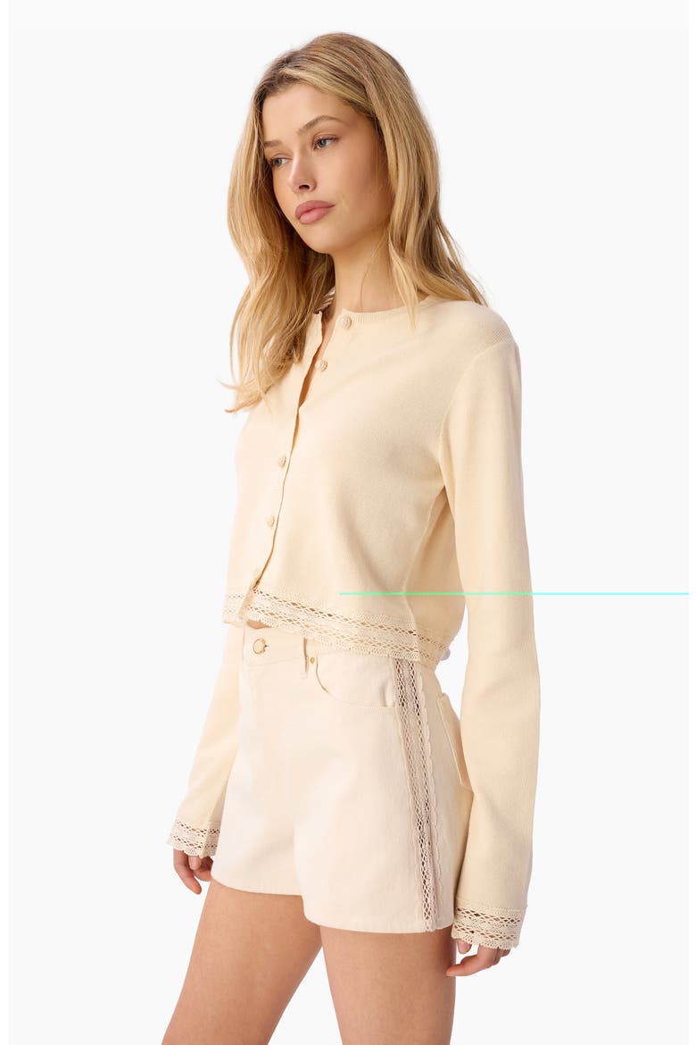 Nicola Crochet Inset Cardigan, Alternate, color, BONE