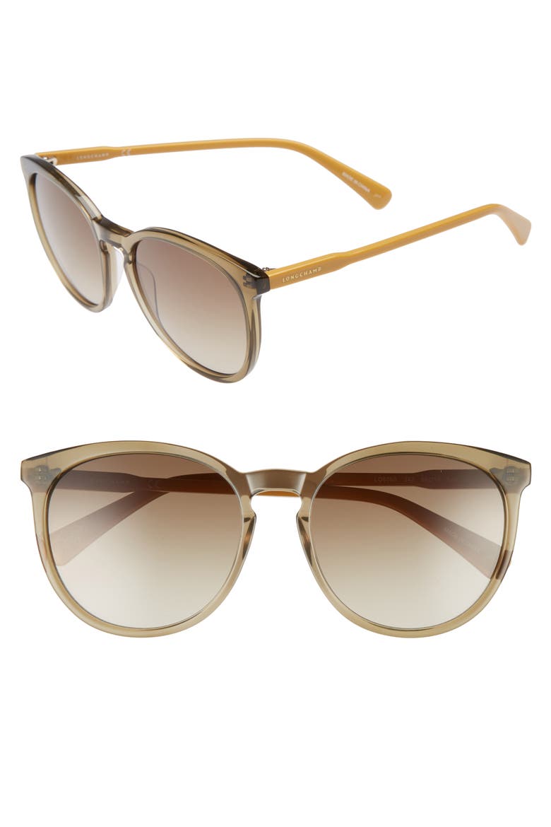56mm Round Sunglasses, Main, color, MILITARY/OCHRE