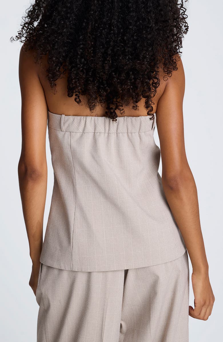 Kenneth Cole Strapless Windowpane Plaid Top, Alternate, color,