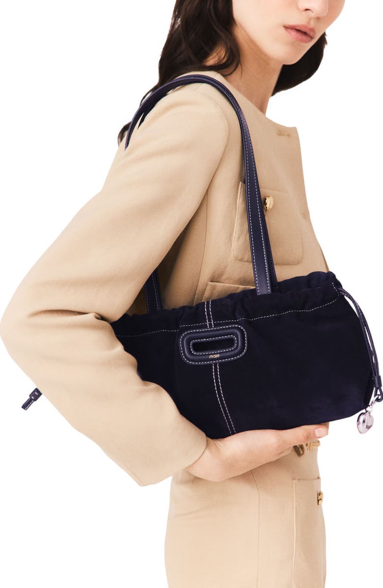 maje Topstitched suede Milpli Gazette, Alternate, color, Marine Blue