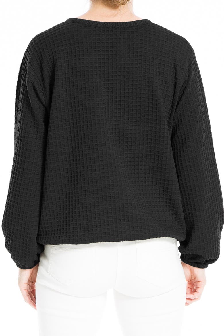 V-Neck Drawstring Hem Sweater, Main, color, BLACK