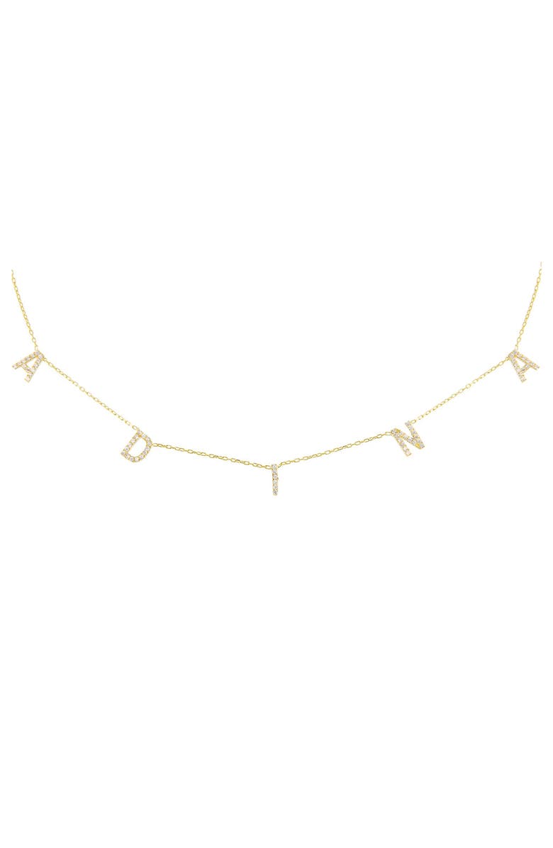 BY ADINA EDEN Personalized Pavé Block Name Station Necklace, Main, color, 