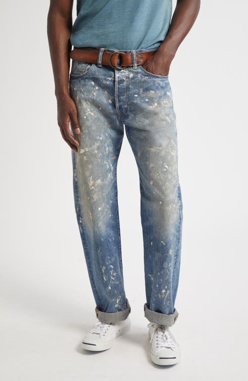 Double Rl Straight Fit Distressed Jeans In Blue