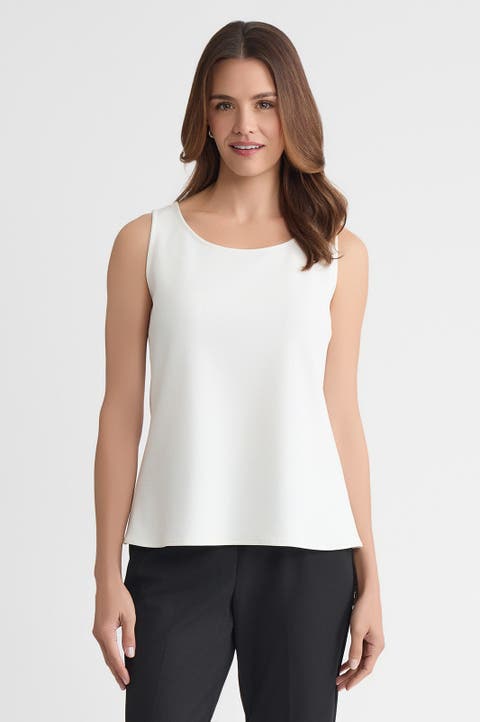 Stretch Deco Crepe Scoop Neck Tank