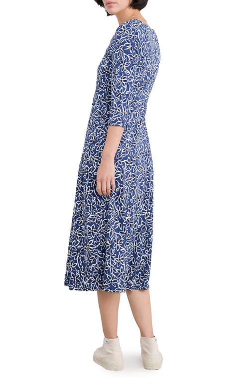 Shop Seasalt Cornwall Secret Cove Print Midi Dress In Harbour Floral Washed Marine