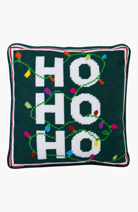 Ho Ho Ho Needlepoint Pillow