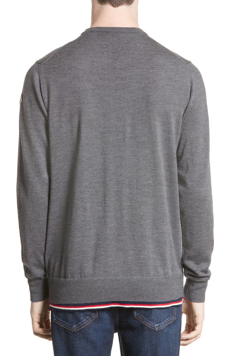 Moncler Maglione Tipped Wool Sweater, Alternate, color, 