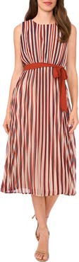 Halogen® Brandy Stripe Pleated Dress