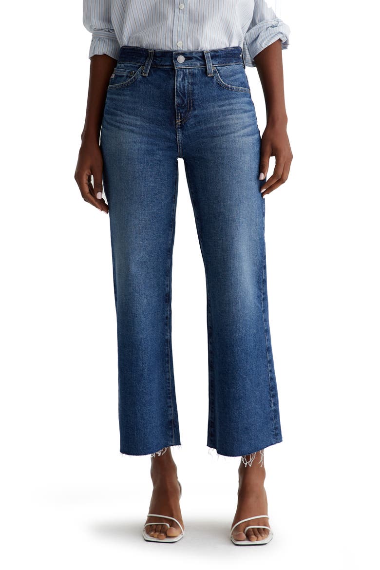Saige Stretch Raw Hem Crop Wide Leg Jeans, Main, color, 13 YEARS CRUISE