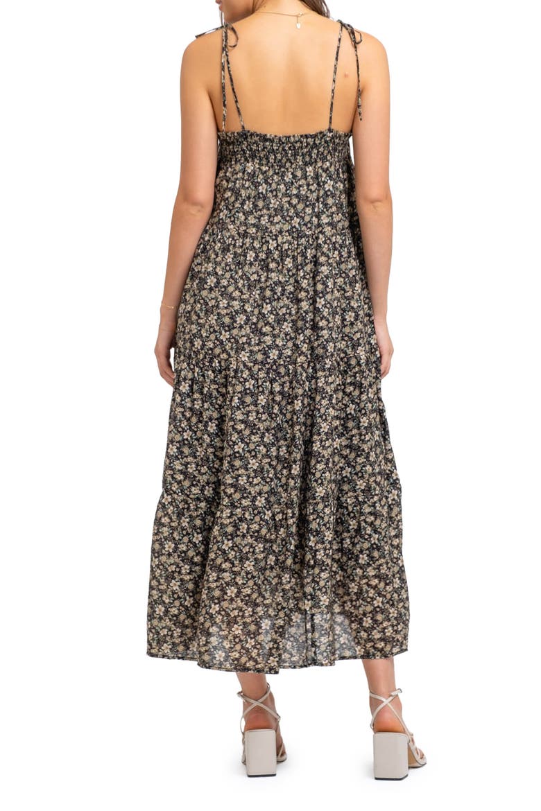 Tie Strap Maxi Dress, Alternate, color, BLACK MULTI