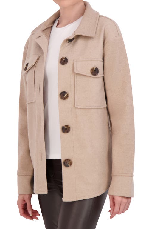 Ookie & Lala Faux Wool Shacket In Heather Mocha
