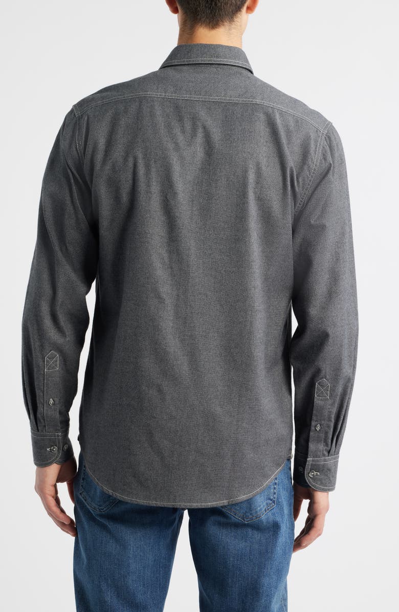 James Campbell Cana Trim Fit Cotton Button-Up Shirt, Alternate, color, Coal