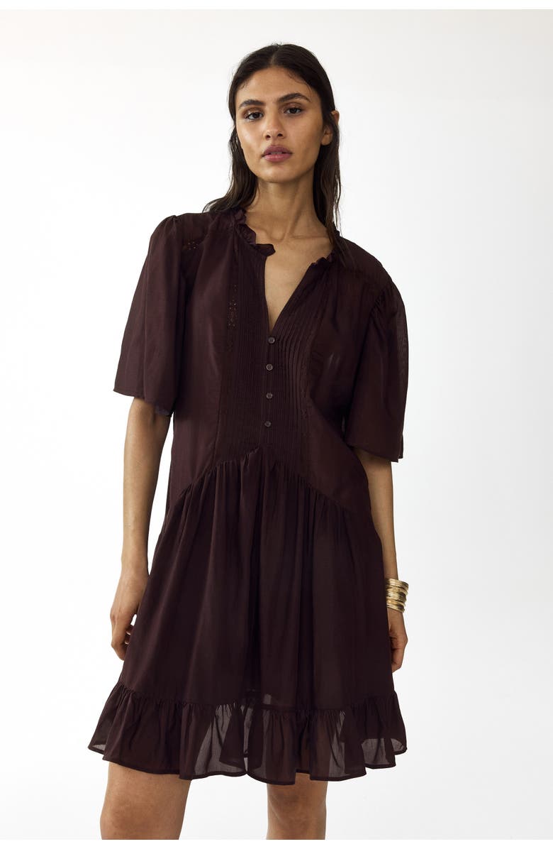 H&M Viscose-blend tunic dress, Alternate, color, Dark Brown