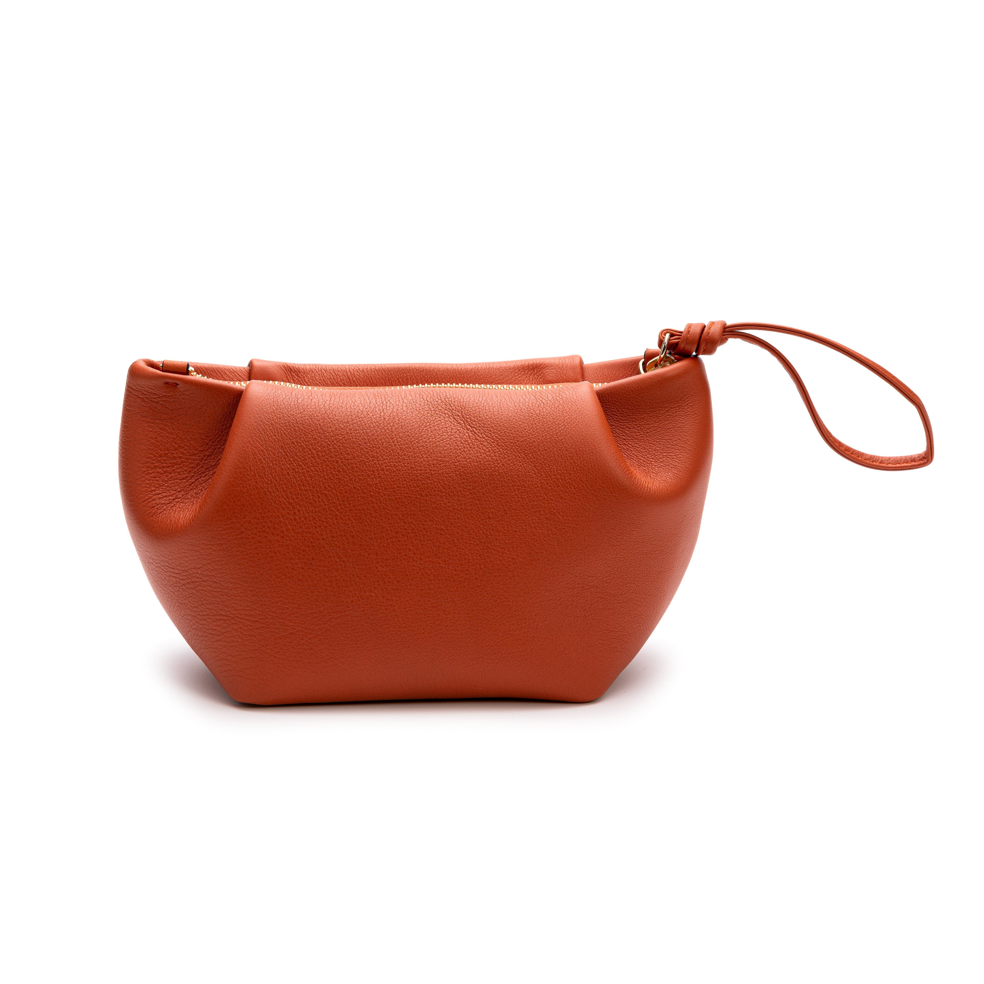 LA PORTEGNA Martita Small Leather Clutch Bag With Shoulder Strap, Alternate, color, Oxide