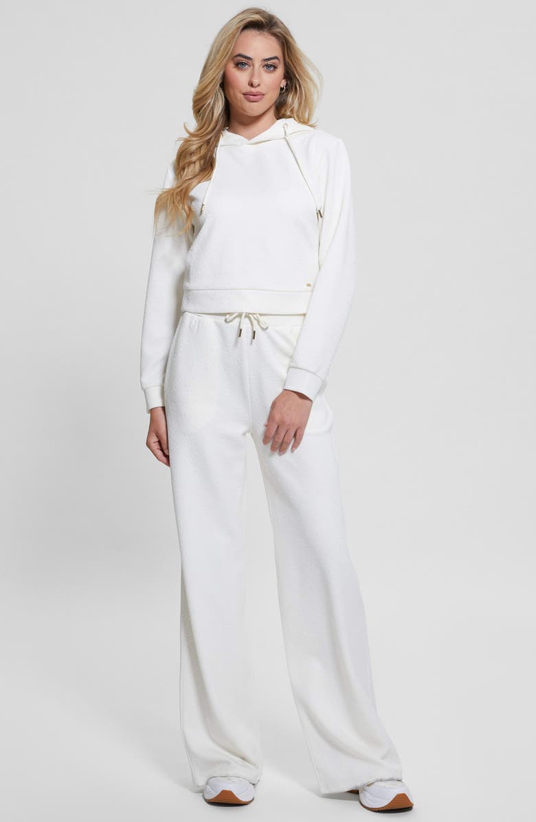 GUESS Peony Jacquard Logo Crop Hoodie, Alternate, color, 