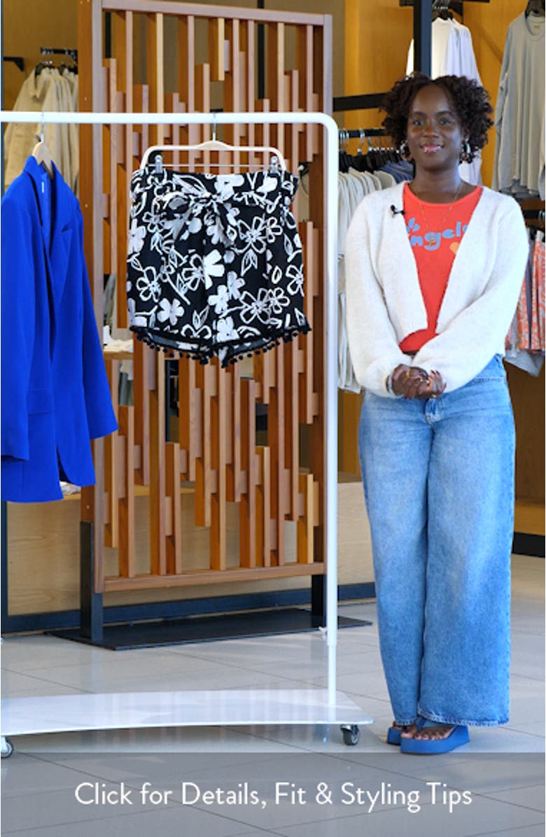 Kianza Floral Zaferia Pompom Cotton Shorts, sales video thumbnail