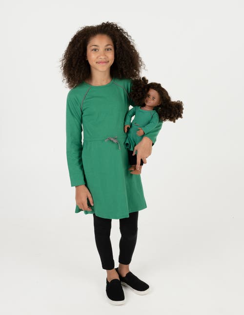 Leveret Girls Bow Tie Dress With Matching Doll Dress In Green